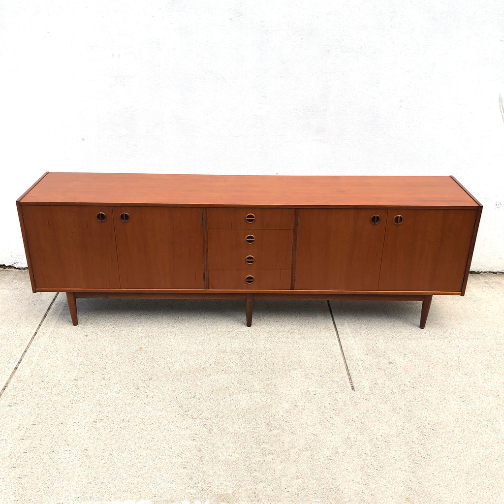 Restored Long Mid Century Teak Parker Nordic Cats Eye Sideboard