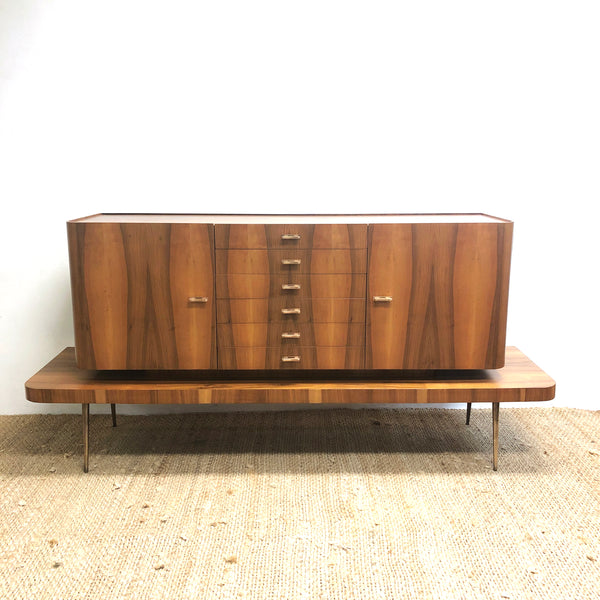Restored Mid Century 1960s Paul Kafka Walnut Sideboard Buffet