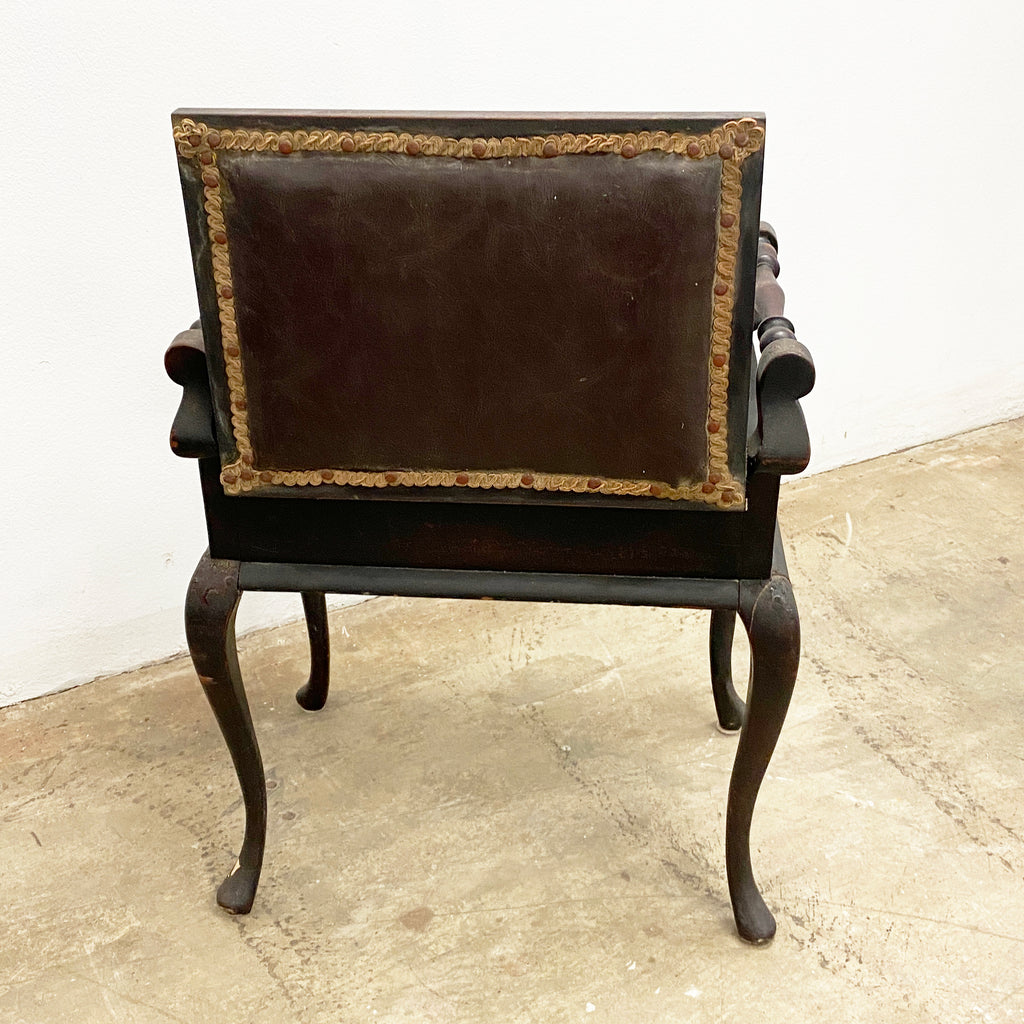 Antique Victorian Turned Rail Queen Anne Leg Piano Seat Stool