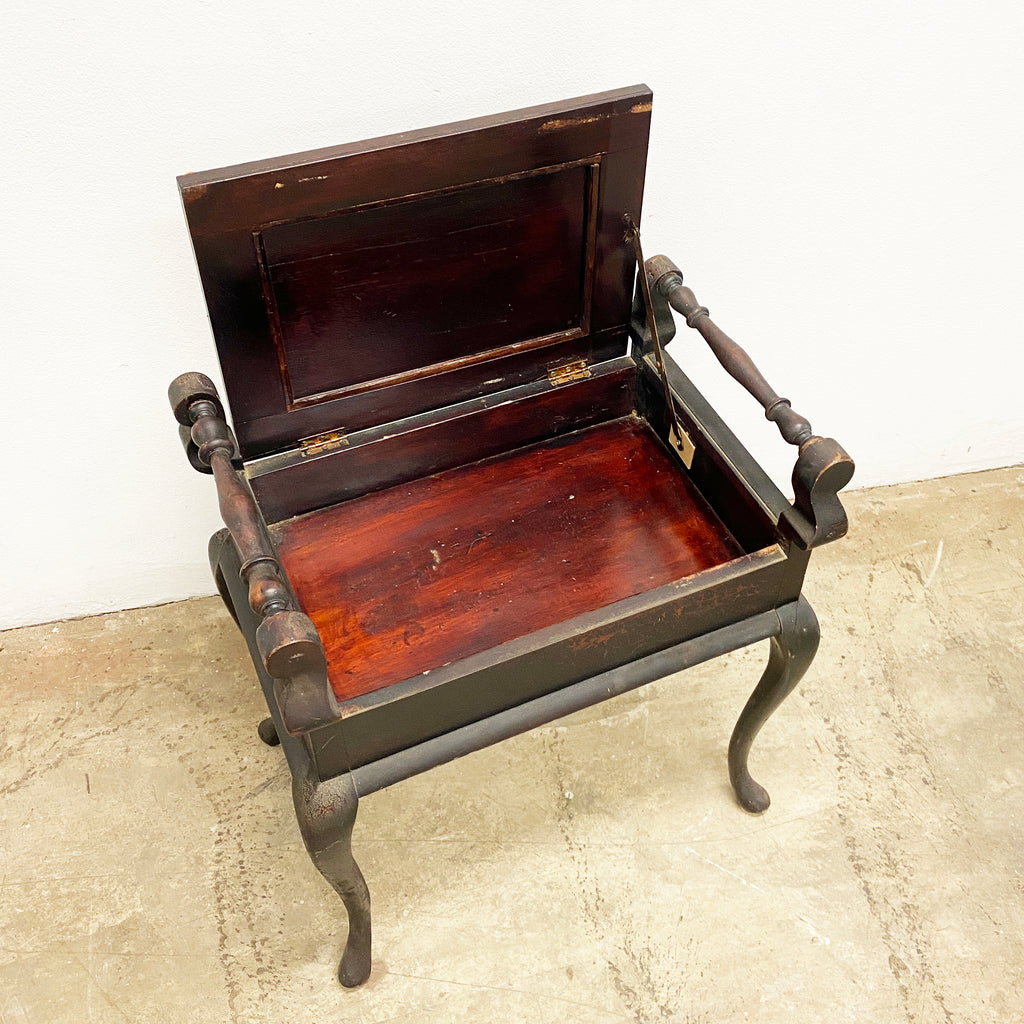 Antique Victorian Turned Rail Queen Anne Leg Piano Seat Stool