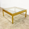 1970's Hollywood Regency Style Gold Square Coffee Table By Pierre Vandel Paris