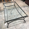 Hollywood Regency Style Steel and Brass Rams Head Glass Coffee Table 