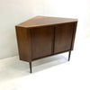 Rare Mid Century 1970’s Danish Tambour Door Cocktail Corner Cabinet