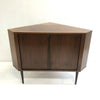 Rare Mid Century 1970’s Danish Tambour Door Cocktail Corner Cabinet