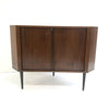 Rare Mid Century 1970’s Danish Tambour Door Cocktail Corner Cabinet