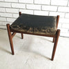 Rare Mid Century Danish Teak And Leather Footstool