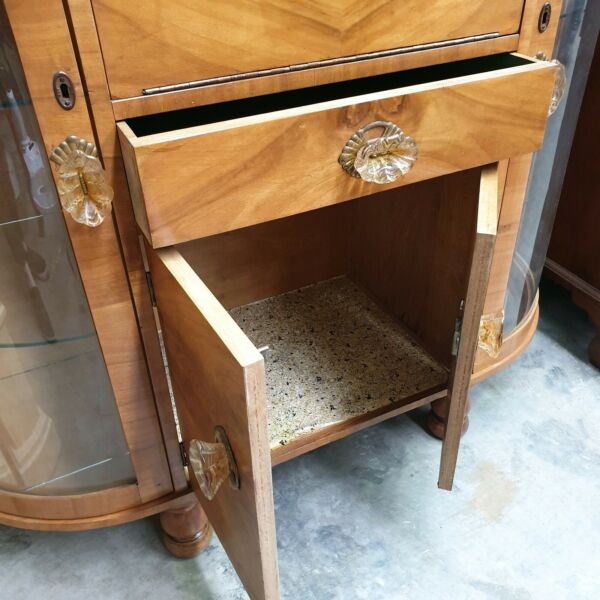 Restored Walnut Veneered Art Deco Cocktail Cabinet