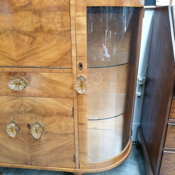 Restored Walnut Veneered Art Deco Cocktail Cabinet