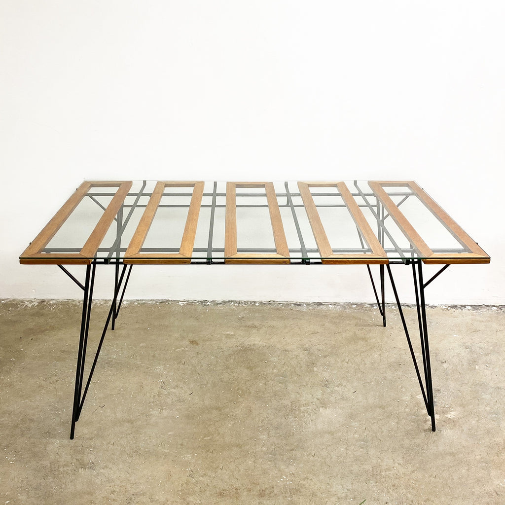 Restored Mid Century Australian Metal Rod Maple Dining Table