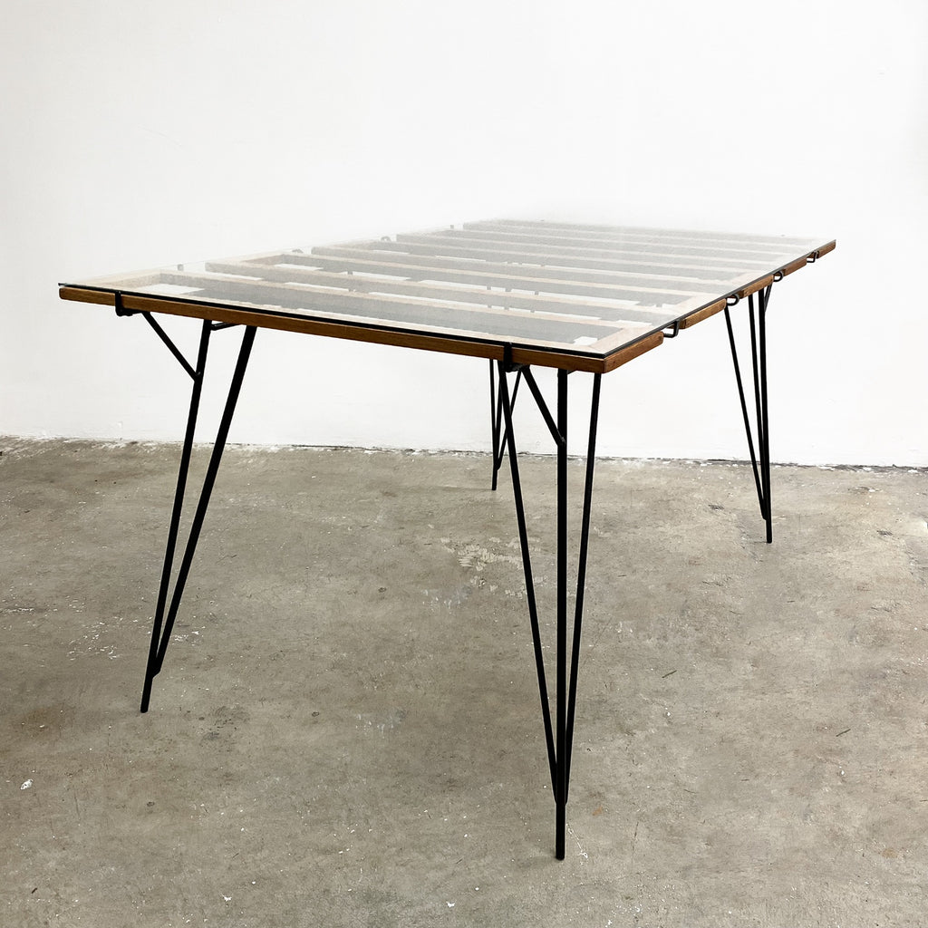 Restored Mid Century Australian Metal Rod Maple Dining Table