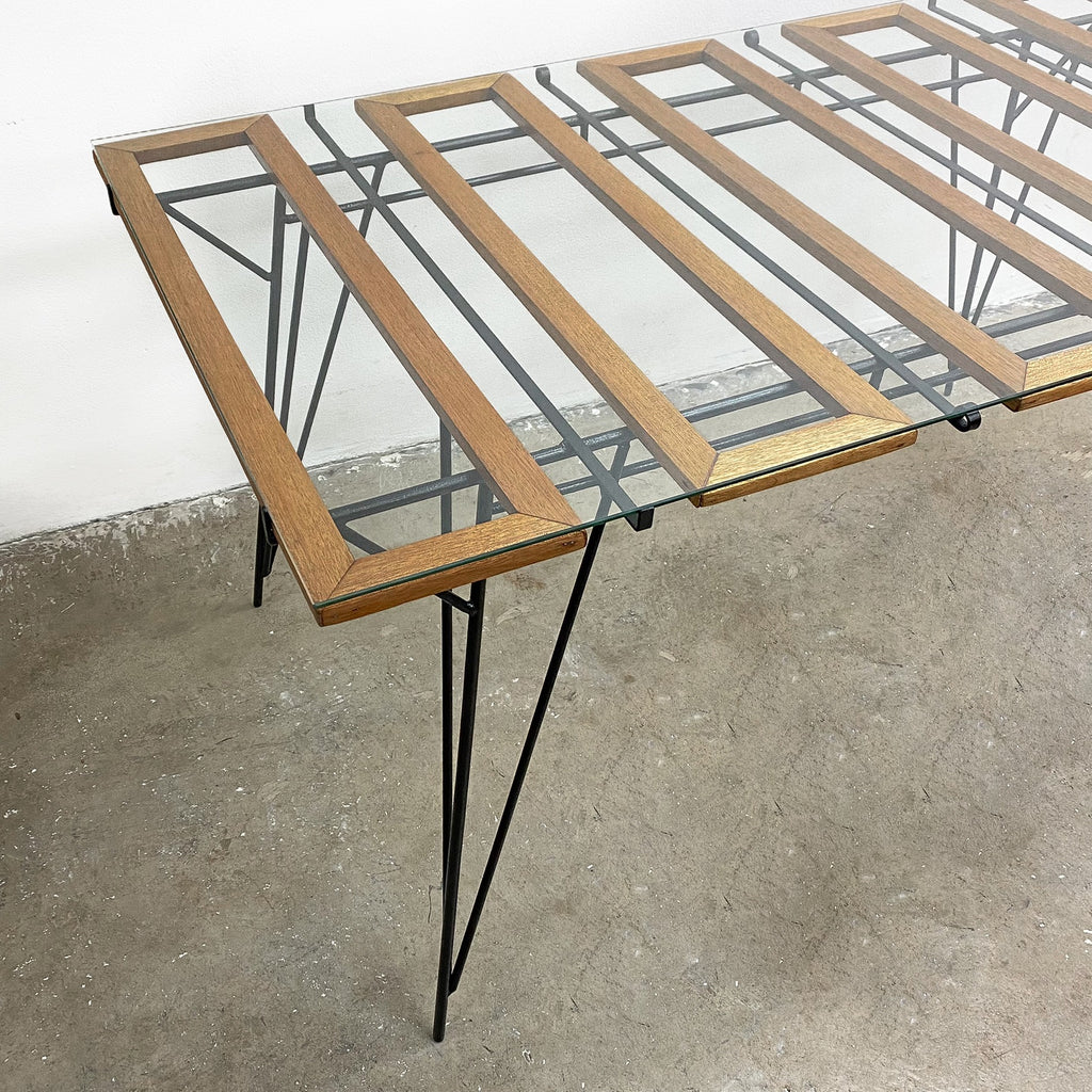 Restored Mid Century Australian Metal Rod Maple Dining Table