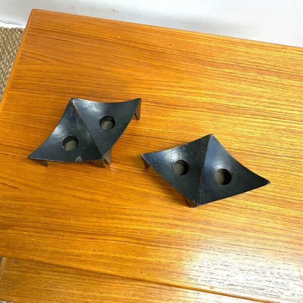 Set 4 Mid Century Brutalist Cast Iron Candle/Taper holders