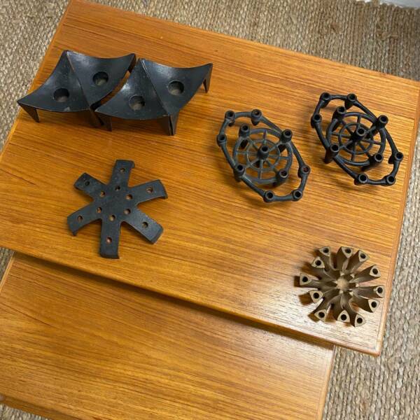 Set 4 Mid Century Brutalist Cast Iron Candle/Taper holders
