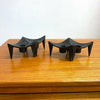 Set 4 Mid Century Brutalist Cast Iron Candle/Taper holders