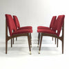 Set Of 4 Mid Century 60’s Red Velour Dining Chairs