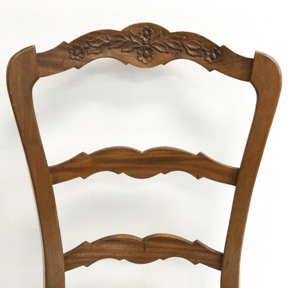 Set Of 4 French Provincial Style Rush Seat Ladder Back Dining Chairs