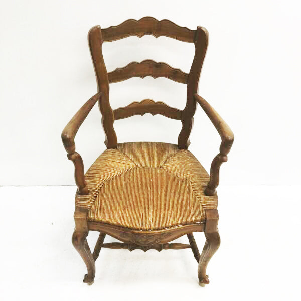 Set 8 Hand Carved Rush Seated French Provincial Style Dining Chairs