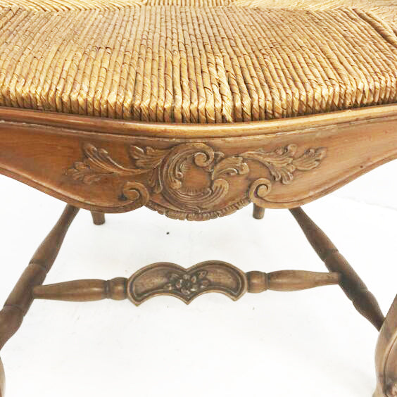 Set 8 Hand Carved Rush Seated French Provincial Style Dining Chairs