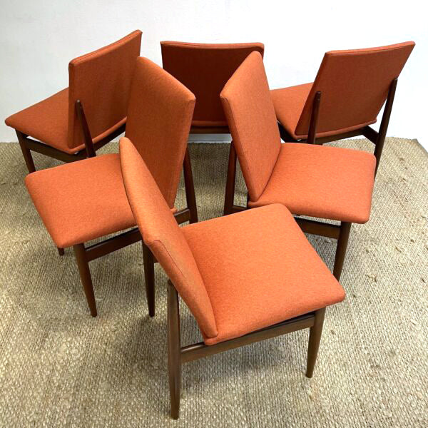 Six Parker Mid Century Slab Back Dining Chairs - New Upholstery