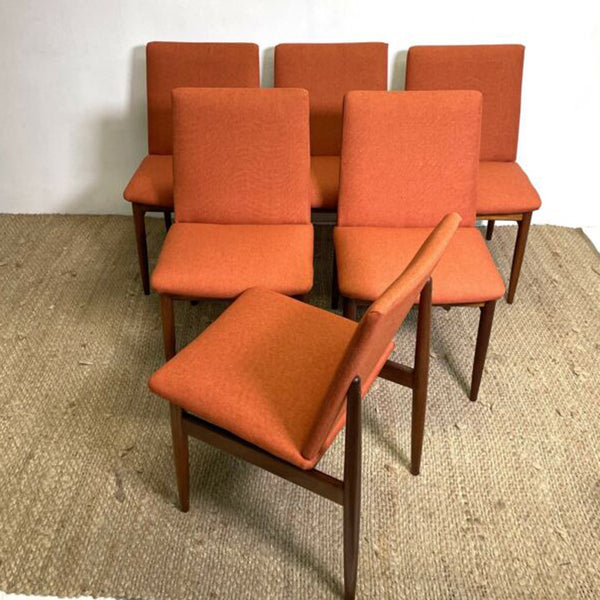 Six Parker Mid Century Slab Back Dining Chairs - New Upholstery