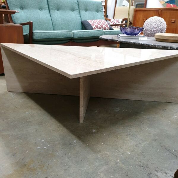 Split Sectional Travertine Coffee Table
