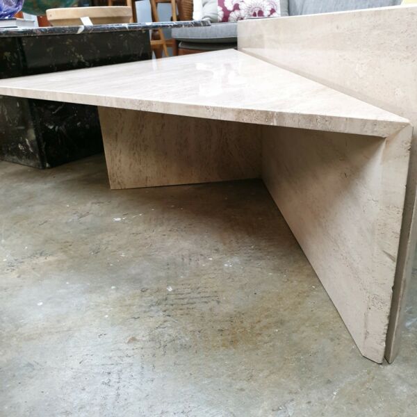 Split Sectional Travertine Coffee Table