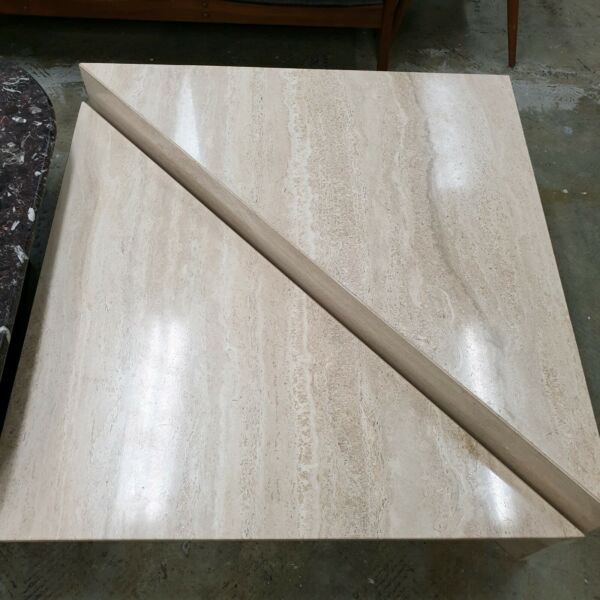Split Sectional Travertine Coffee Table