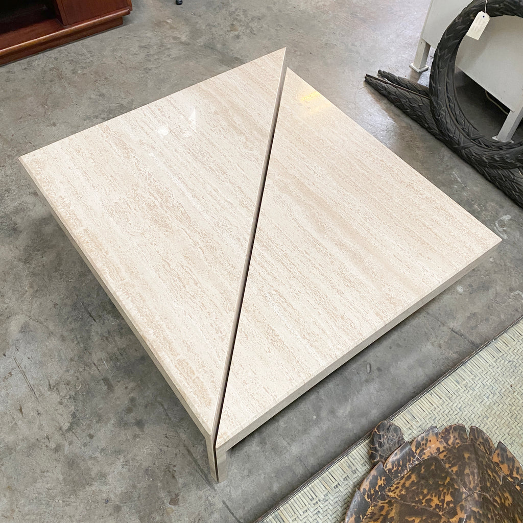 Split Sectional Travertine Coffee Table