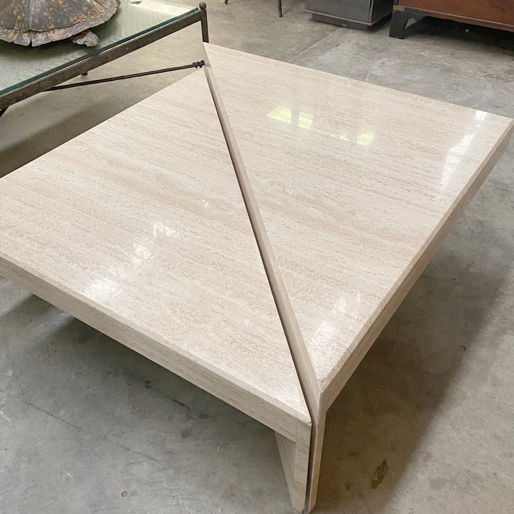 Split Sectional Travertine Coffee Table