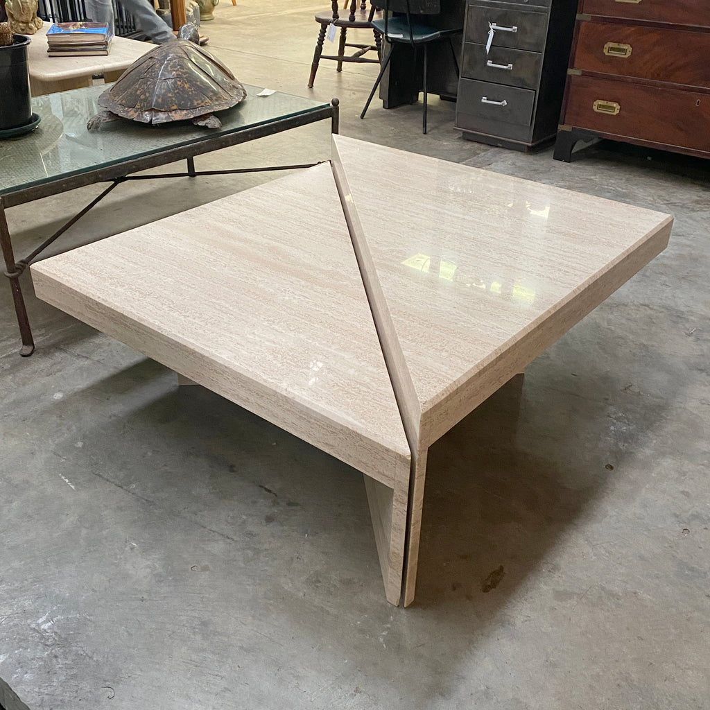 Split Sectional Travertine Coffee Table