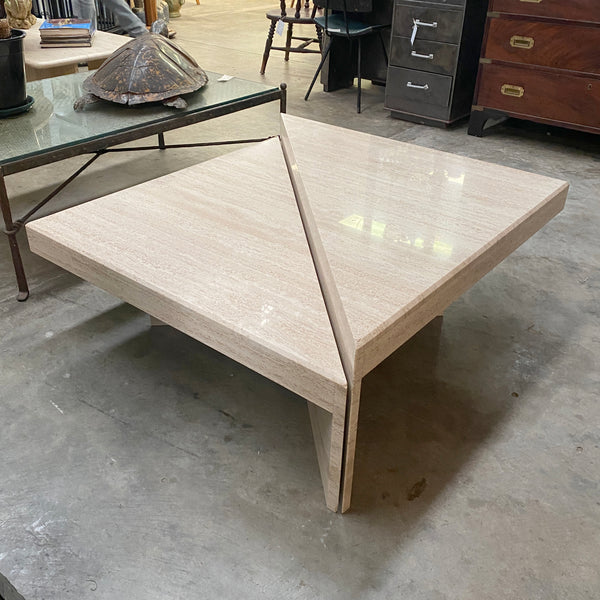 Split Sectional Travertine Coffee Table
