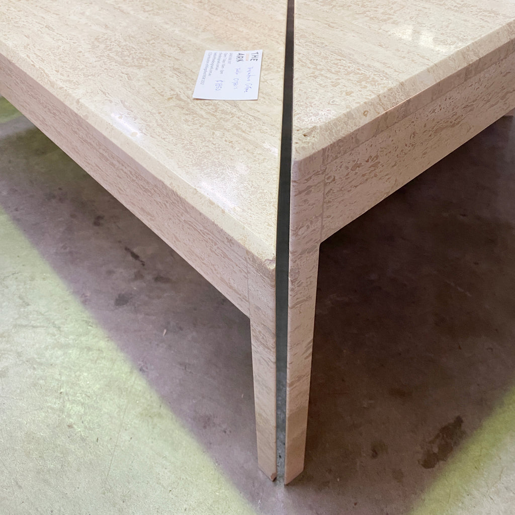 Split Sectional Travertine Coffee Table