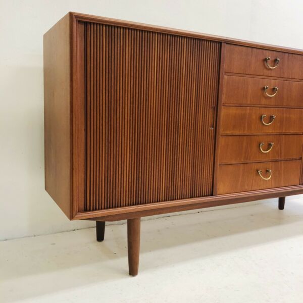 Tambour Door Mid Century Professionally Restored Danish Sideboard