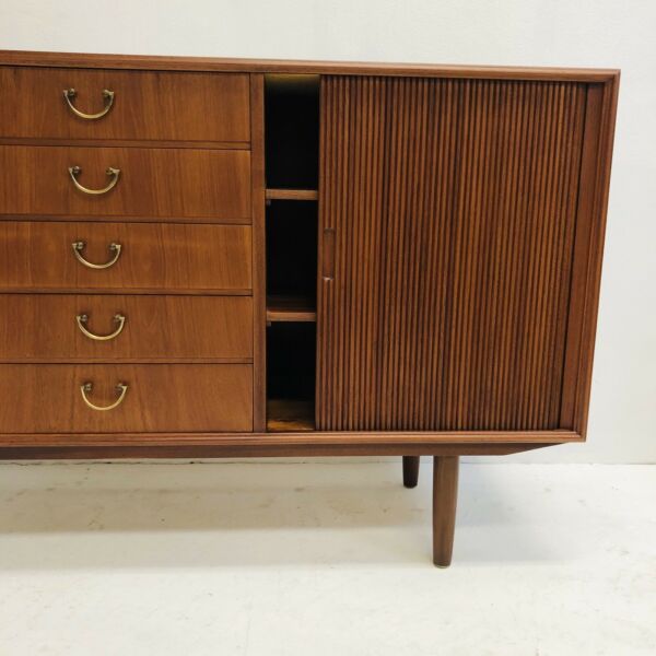 Tambour Door Mid Century Professionally Restored Danish Sideboard