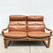 Mid Century Tessa Two Seater Tan Leather Lounge