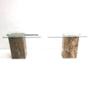 Travertine and Glass Cantilevered Side Tables