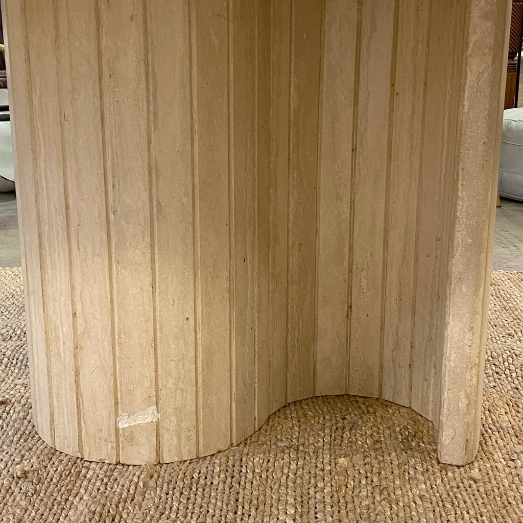 Vintage Unfilled Travertine Oval Dining Table S Shaped Base