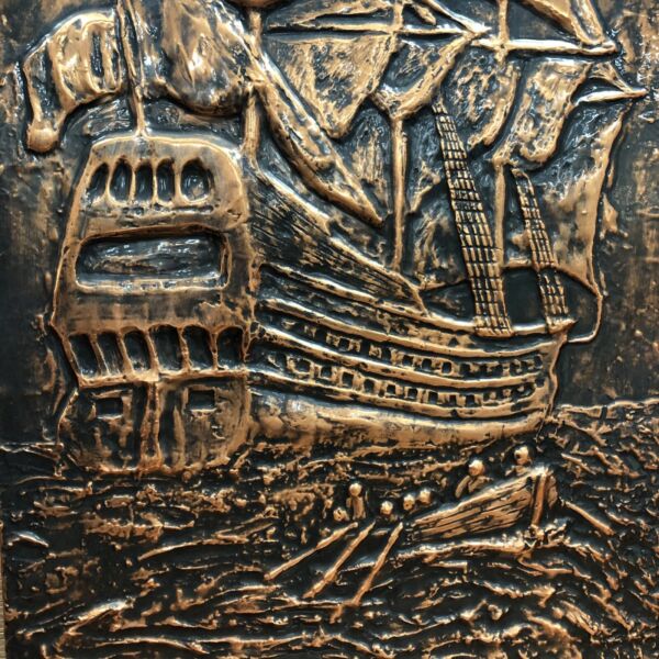 Vintage 1970’s Sailing Ship Copper Wall Art