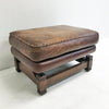 Vintage 1970s Leather And Oak Foot stool Pouffe
