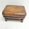 Vintage 1970s Leather And Oak Foot stool Pouffe