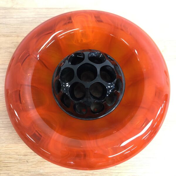 Vintage Art Deco Orange Glass Bowl With Glass Frog