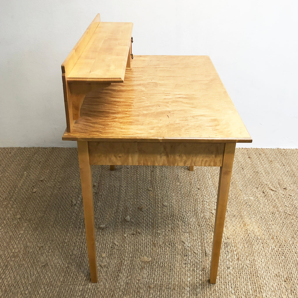 Vintage Biedermeier Style Burch Burl Wood Veneer Writing Desk