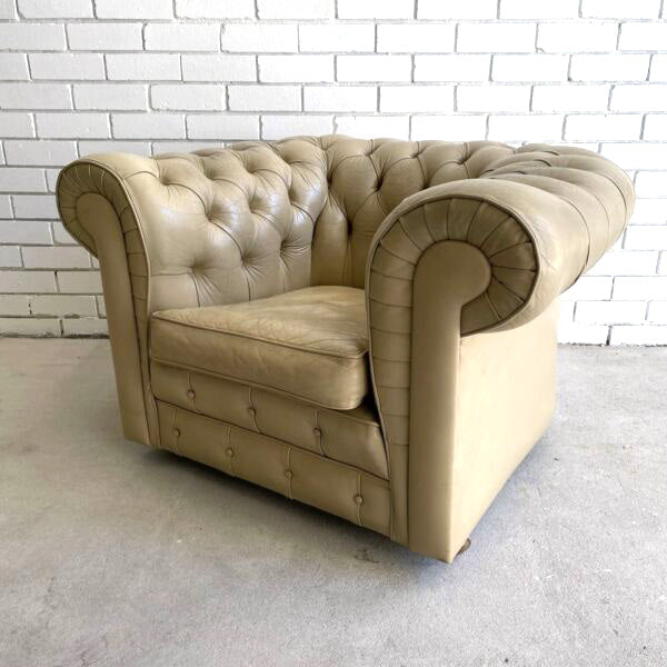 Vintage Bone Leather Chesterfield Armchairs