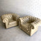 Vintage Bone Leather Chesterfield Armchairs