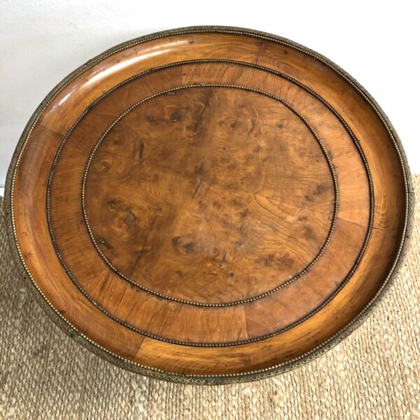 Beautiful Vintage Bowl Shaped Wine Table With Brass Mounts