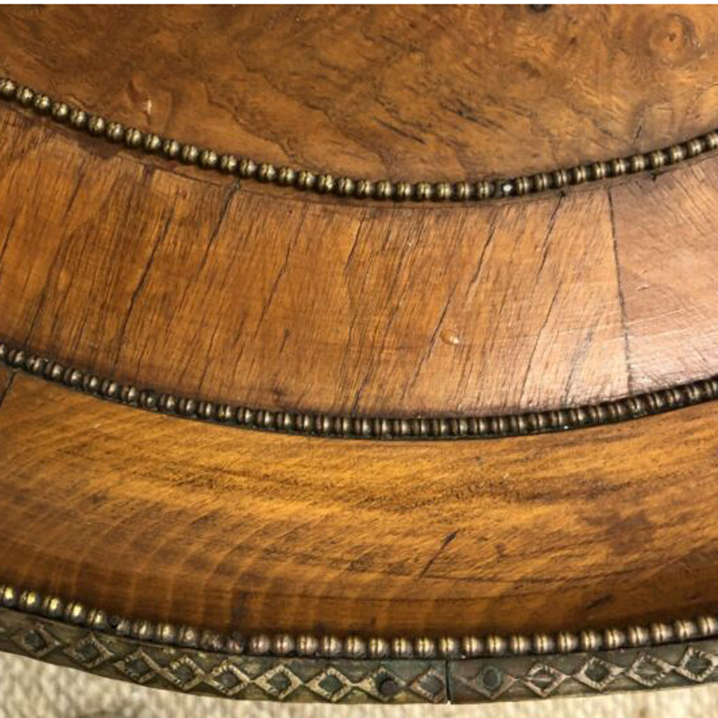 Beautiful Vintage Bowl Shaped Wine Table With Brass Mounts