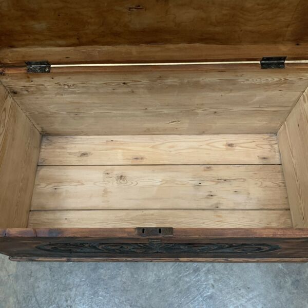 Vintage Carved Pine Oregon Trunk Chest