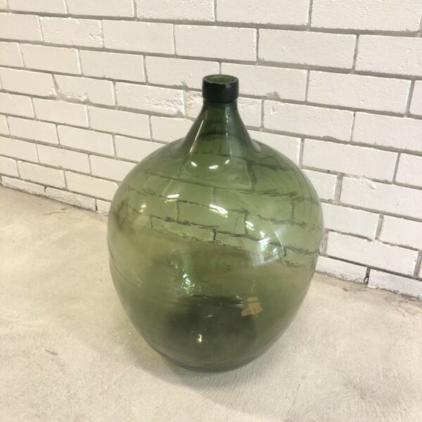 Vintage Green Glass Carboy Flagon Bottle
