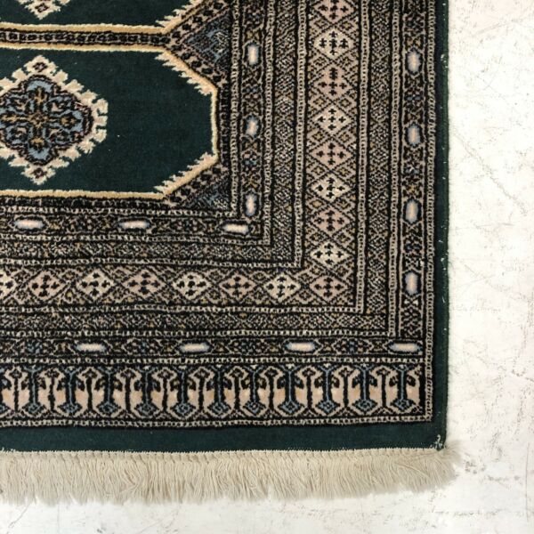 Vintage Hand Knotted Green Persian Wool Rug