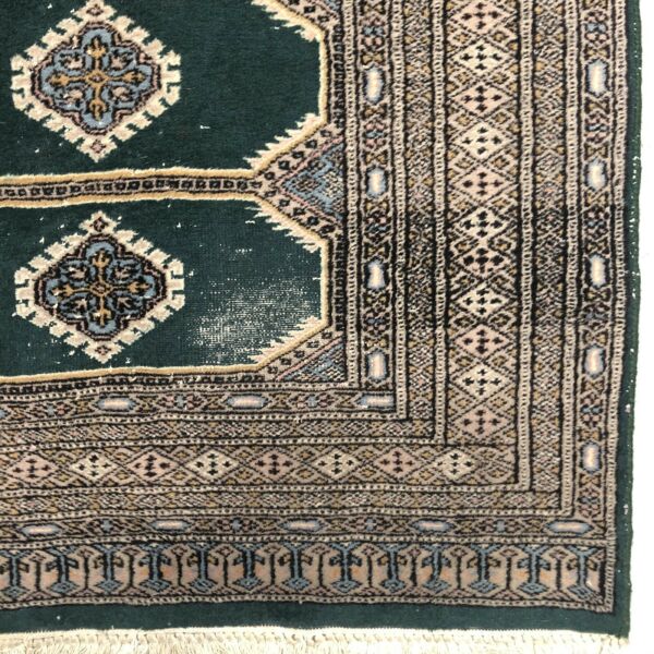 Vintage Hand Knotted Green Persian Wool Rug